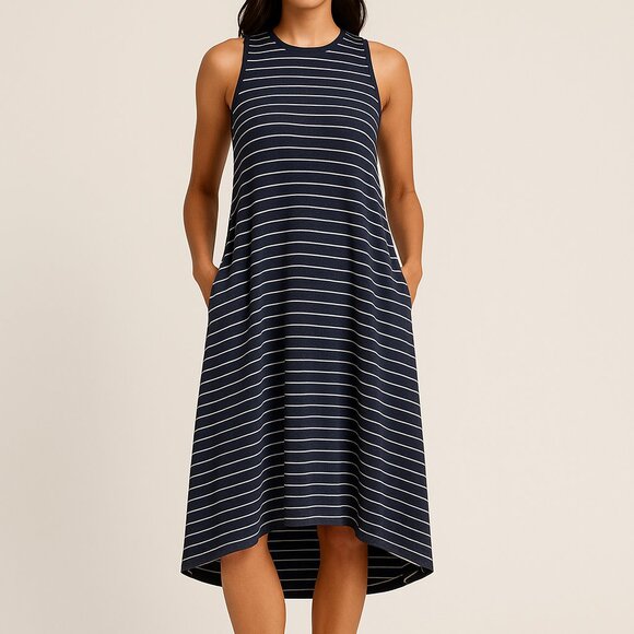 Philosophy Black Striped Sleeveless Swing Dress (Small) - Picture 6 of 6